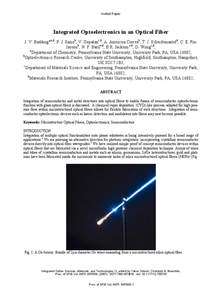 JBadding Optoelectronics Fiber PDF Field Effect Transistor