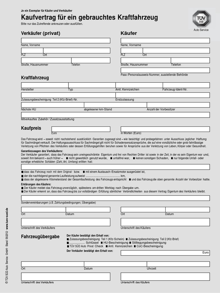 KFZ Kaufvertrag | PDF
