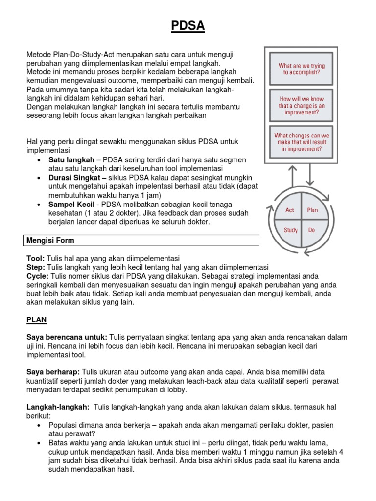 Metode PDSA untuk Implementasi Perubahan | PDF