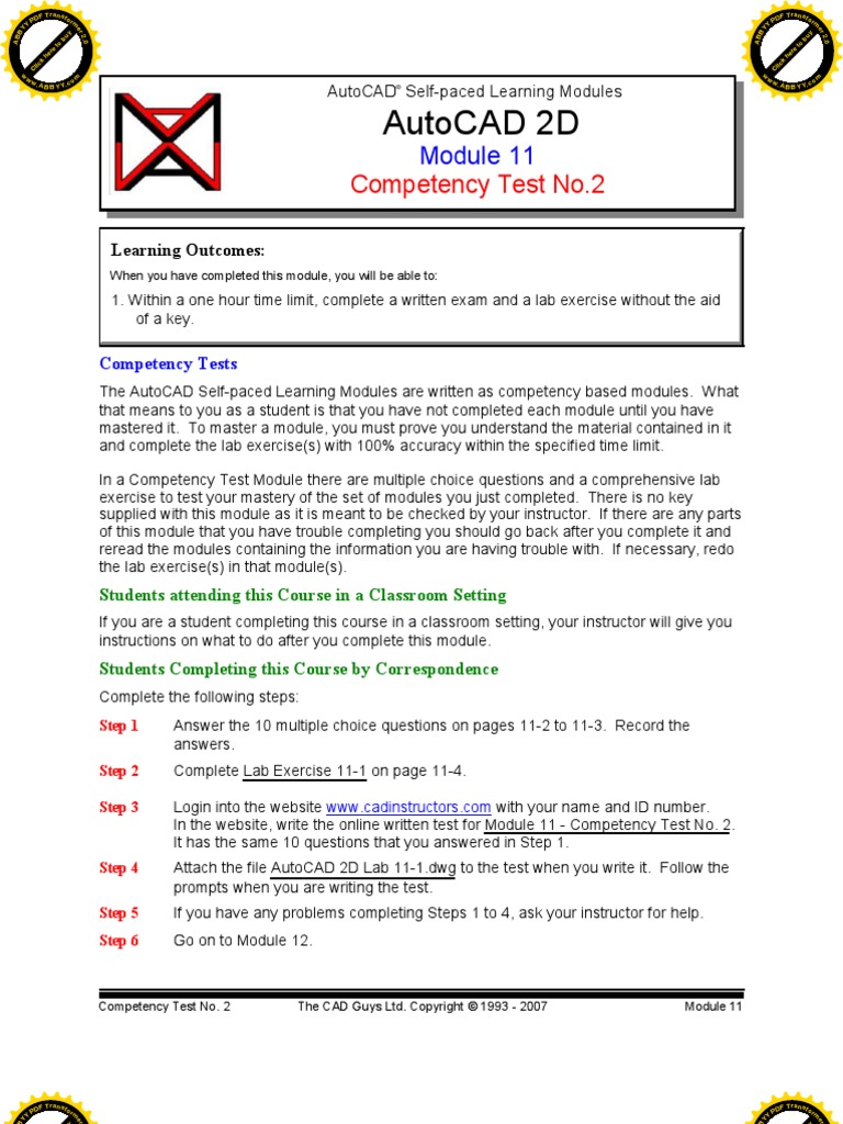 Autocad 2d Module 11 PDF | PDF | Auto Cad | Test (Assessment)