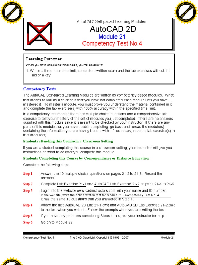 Autocad 2d Module 21 PDF | PDF | Auto Cad | Test (Assessment)