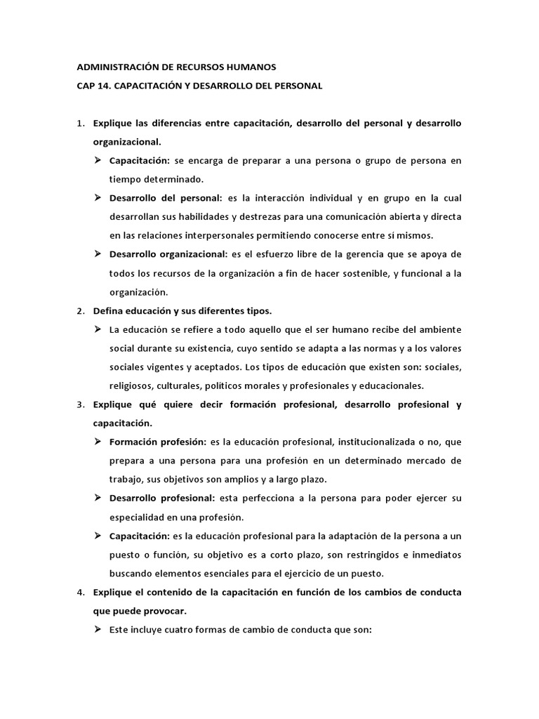 Capacitación y Desarrollo del Personal | PDF | Recursos humanos ...
