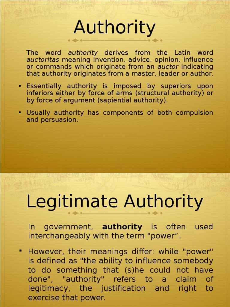 The Word Authority Derives From The Latin Word Auctoritas  PDF
