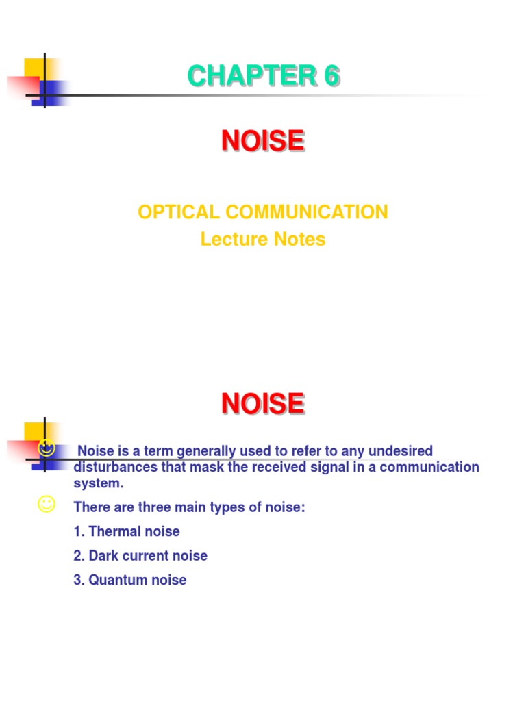 Noise Optical Communication Lecture Notes Download Free PDF