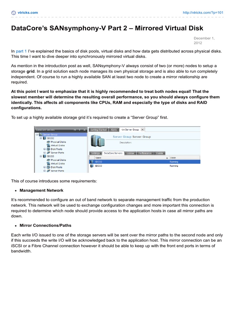 Mirrored Virtual Disk Setup Guide | PDF | Computer Data Storage ...