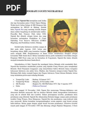 Teks Biografi I Gusti Ngurah Rai Sketsa