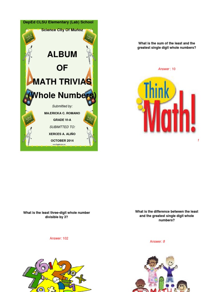 Math Trivia for Whole Numbers | PDF | Foreign Language Studies ...
