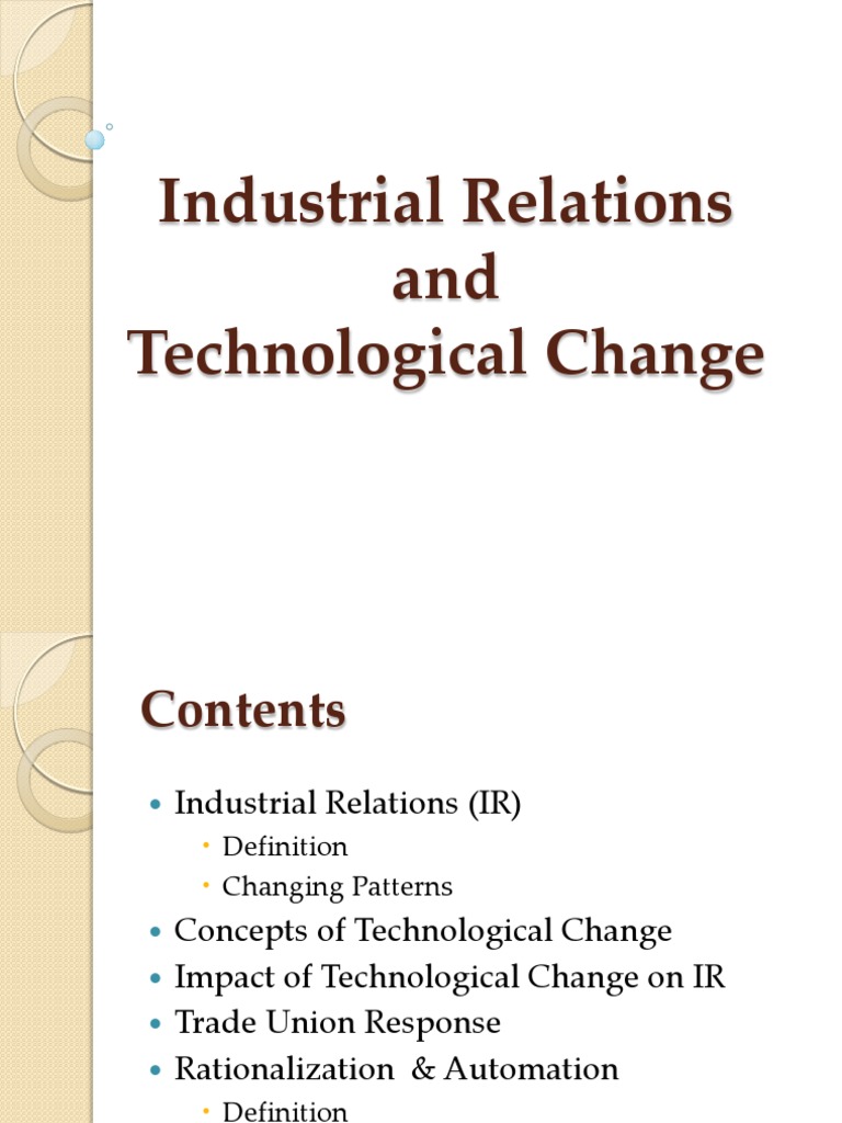 Impact of Tech Change on Industrial Relations | PDF | Finance & Money ...