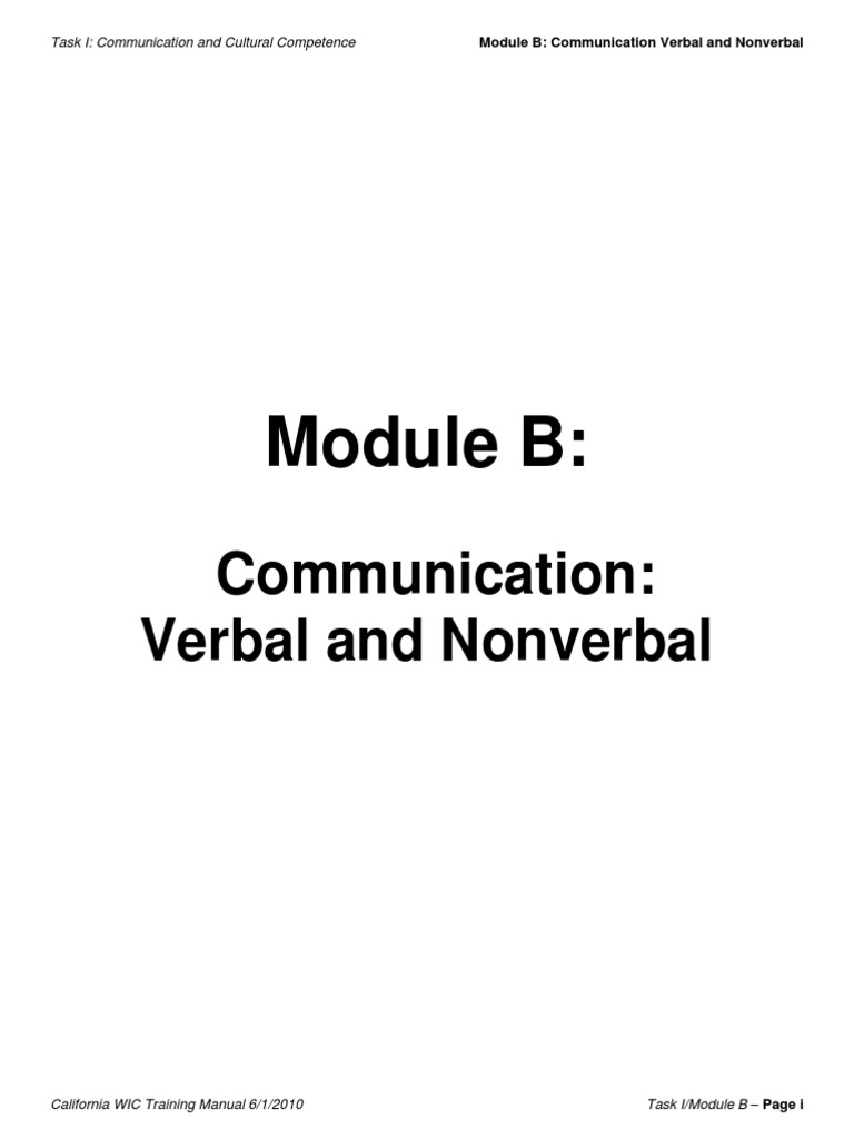 WIC-Training-TrainingManual-Task-01-Mod-B.pdf | Nonverbal Communication |  Body Language