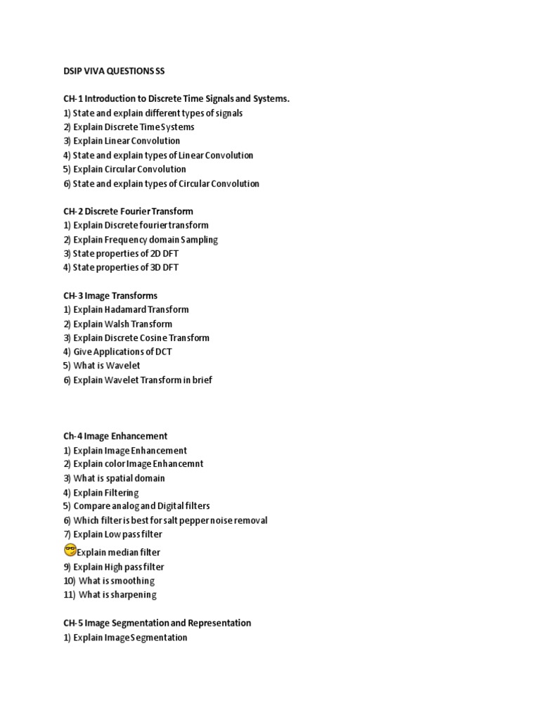 An Overview of Key Concepts and Formulas in Digital Signal Processing and Image Processing PDF