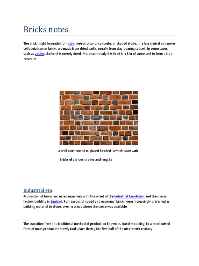 Brick Manufacturing and Uses | PDF