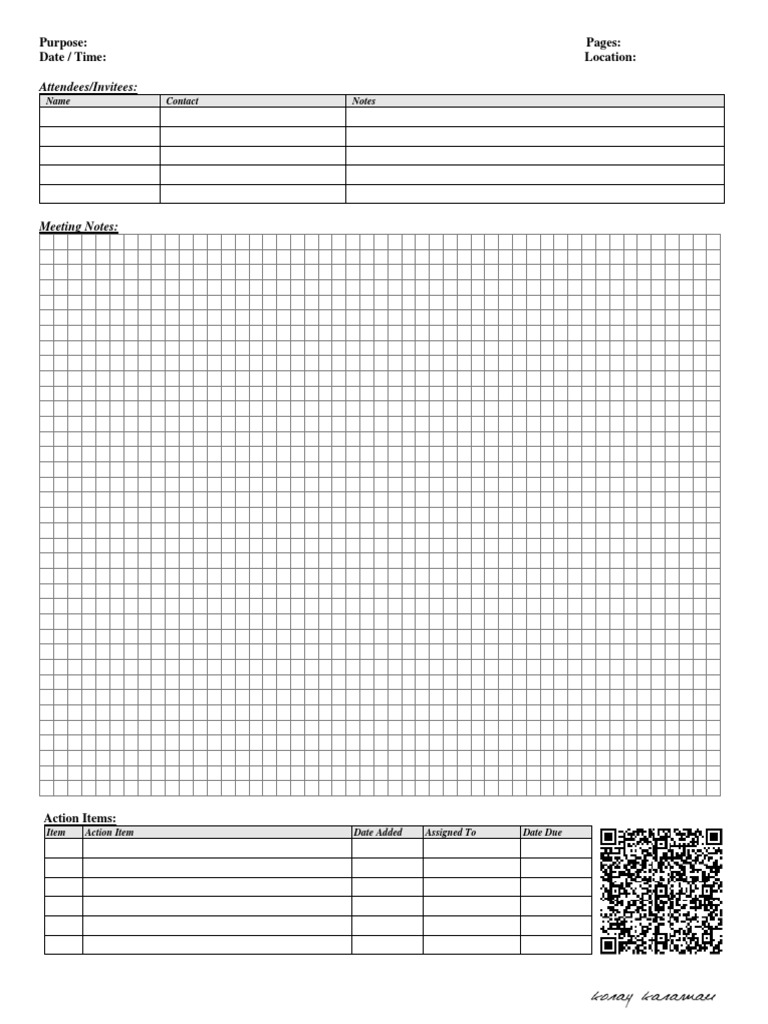 Meeting Notes and Action Items Template | PDF