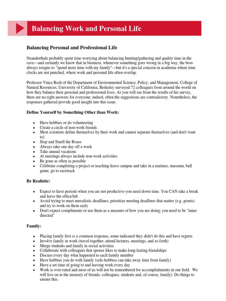 Work Life Balance | PDF