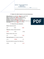 Ficha de Trabalho - Personal Pronouns (2) - Soluções PDF
