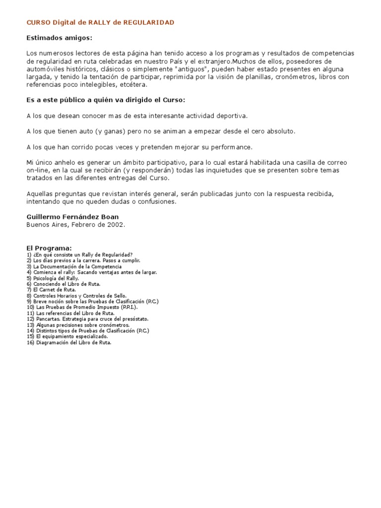 RoadRally - Curso Road Rally | PDF | Reloj | Deportes