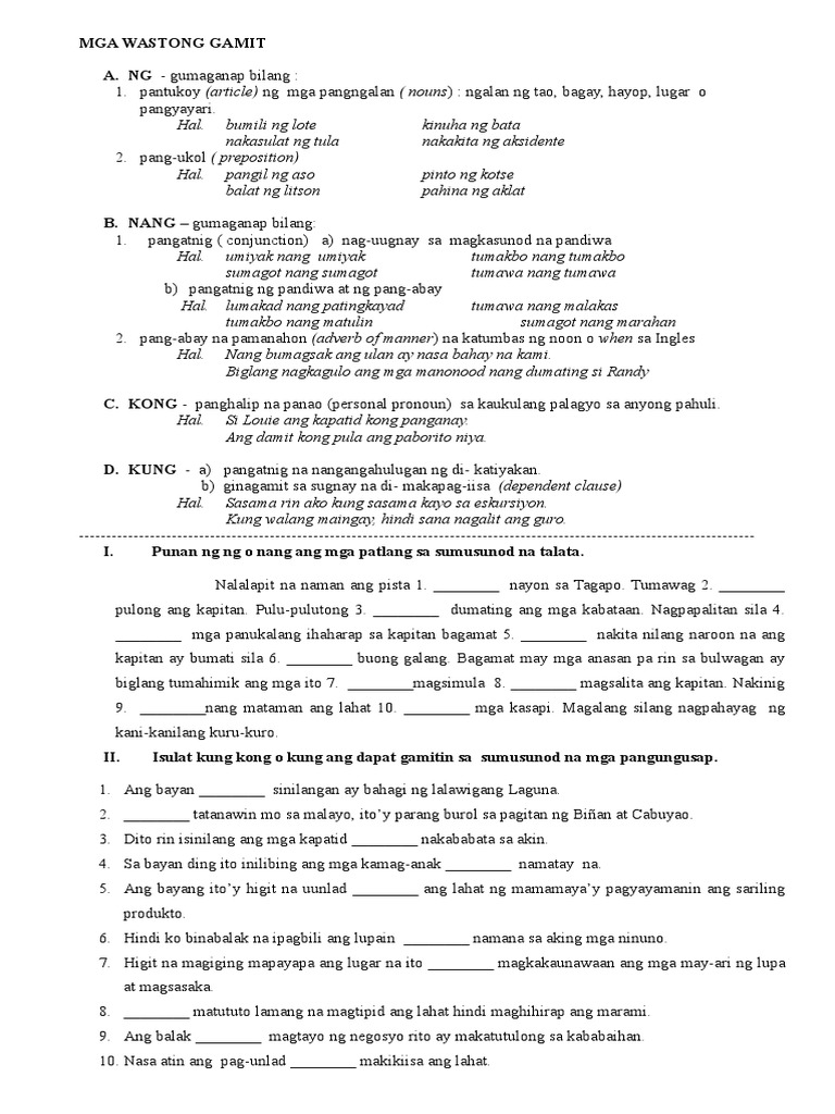 Mga Wastong Gamit1 | PDF