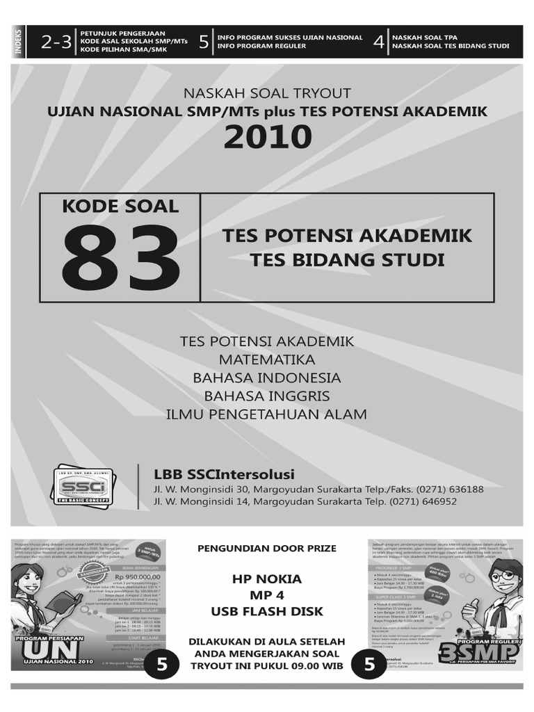 Soal Tes Masuk Sma Pelita Nusantara