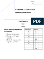 SK ST Edmund Kota Belud: Year End Exam Paper