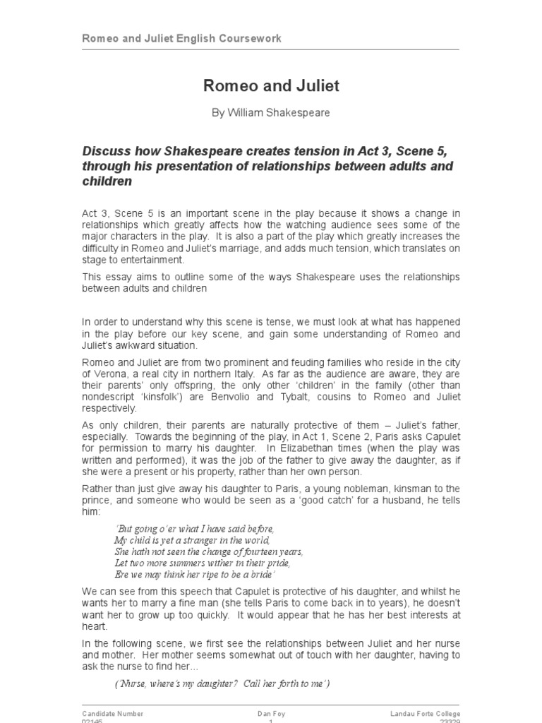 Romeo and juliet essay examples gcse picture