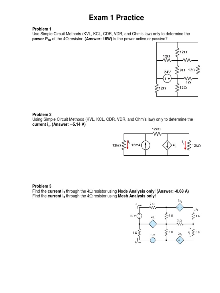 Circuit Analysis Exam Practice | PDF | Teaching Methods & Materials ...