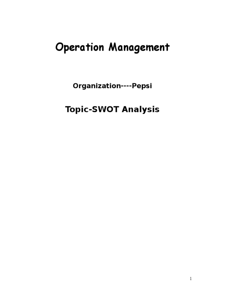 Operation Management: Topic-SWOT Analysis | PDF