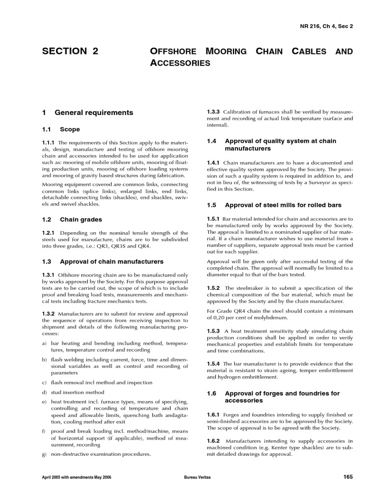 Offshore Mooring Chain Standards | PDF | Engineering Tolerance | Heat ...