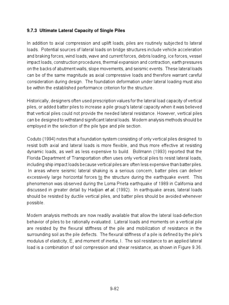 Lateral Load Capacity of Vertical Piles | PDF | Geotechnical ...