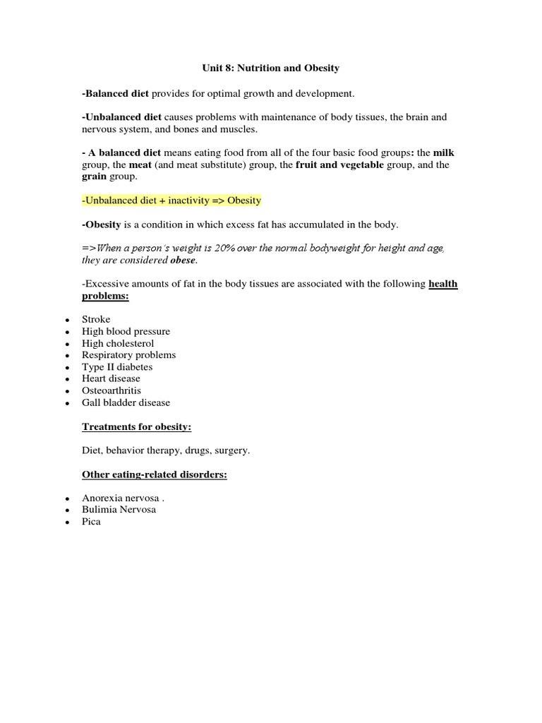 Nutrition's Role in Obesity Management | PDF | Obesity | Diseases And ...