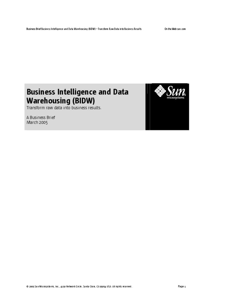 Business Intelligence and Data Warehousing Bidw | PDF | Business ...