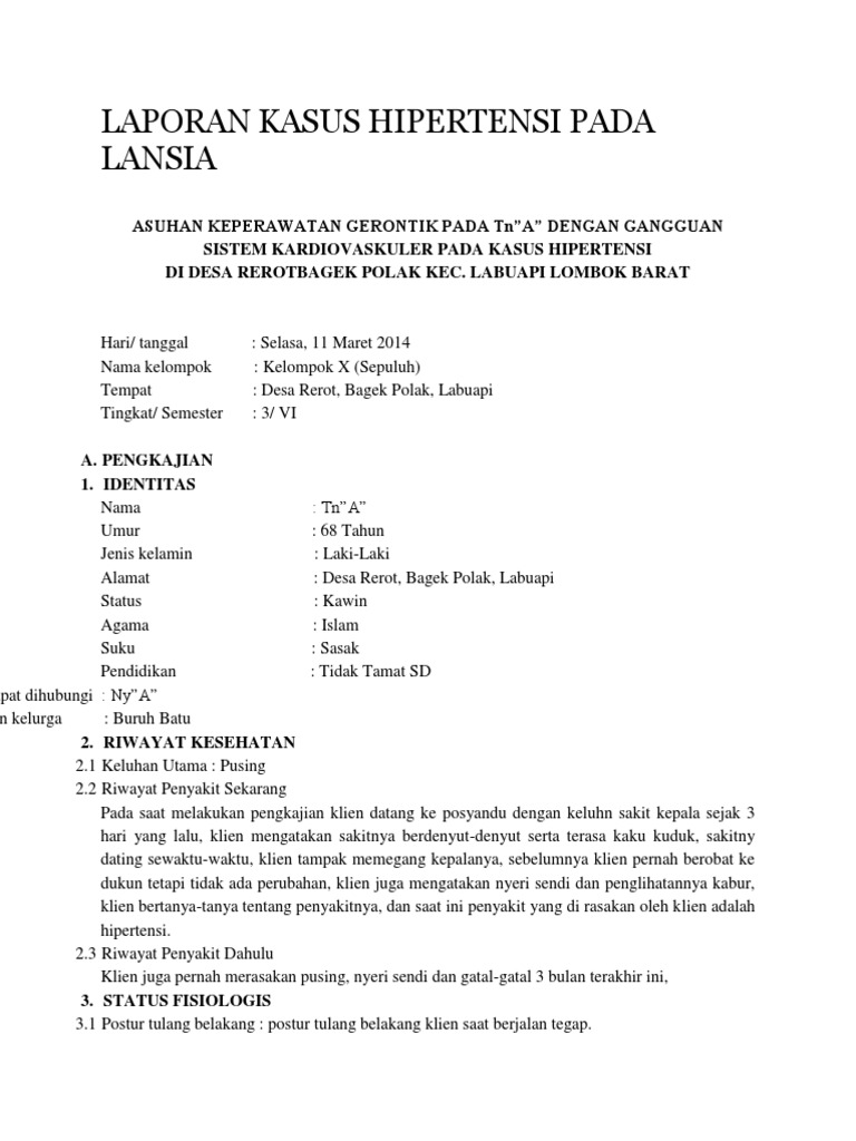 Laporan Kasus Hipertensi Pada Lansia