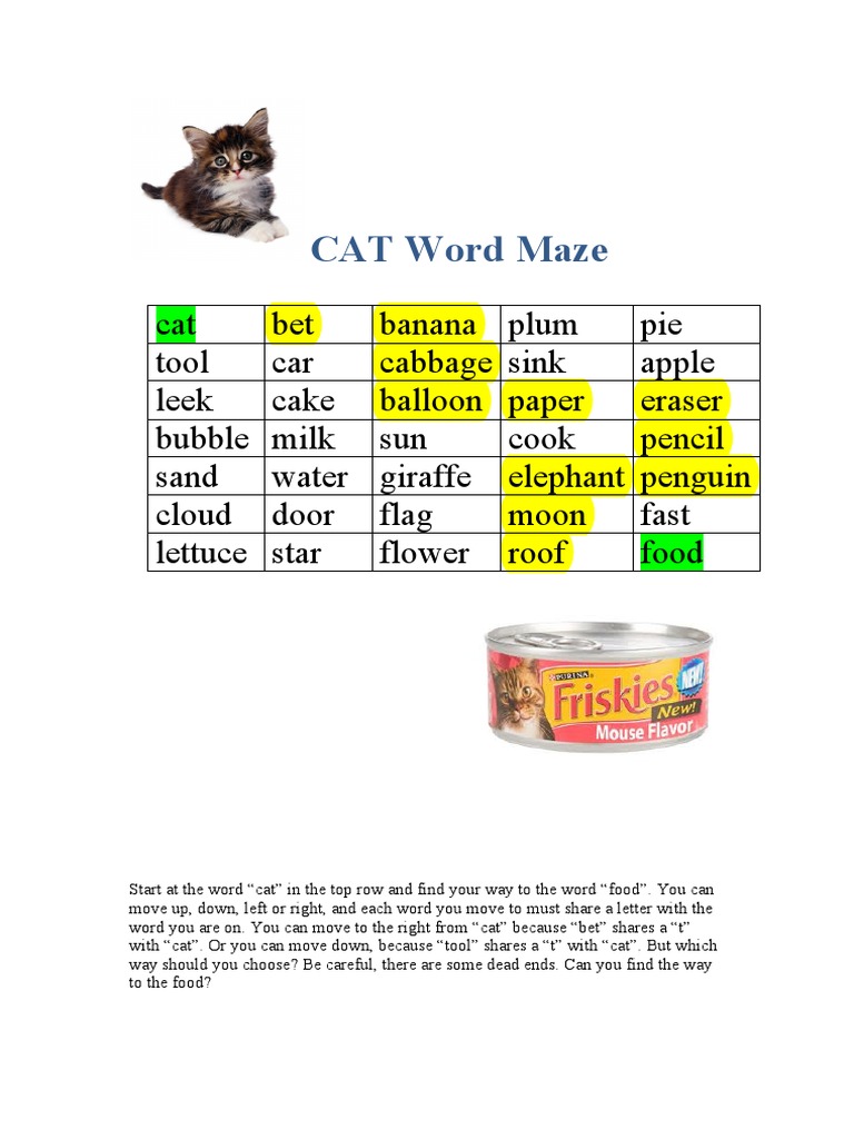Cat Word Maze Puzzle Challenge | PDF