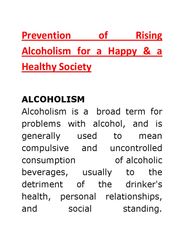 Preventing Alcoholism for Healthier Societies | PDF | Alcoholism ...