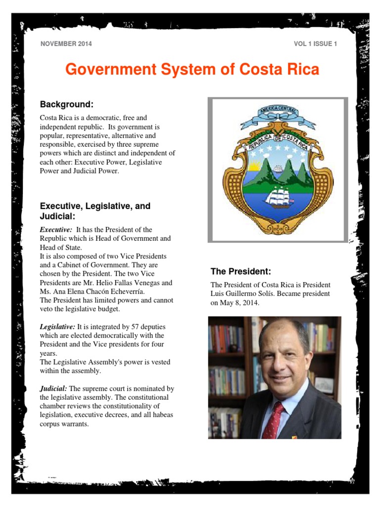 Government in Costa Rica PDF Constitutional Law Government