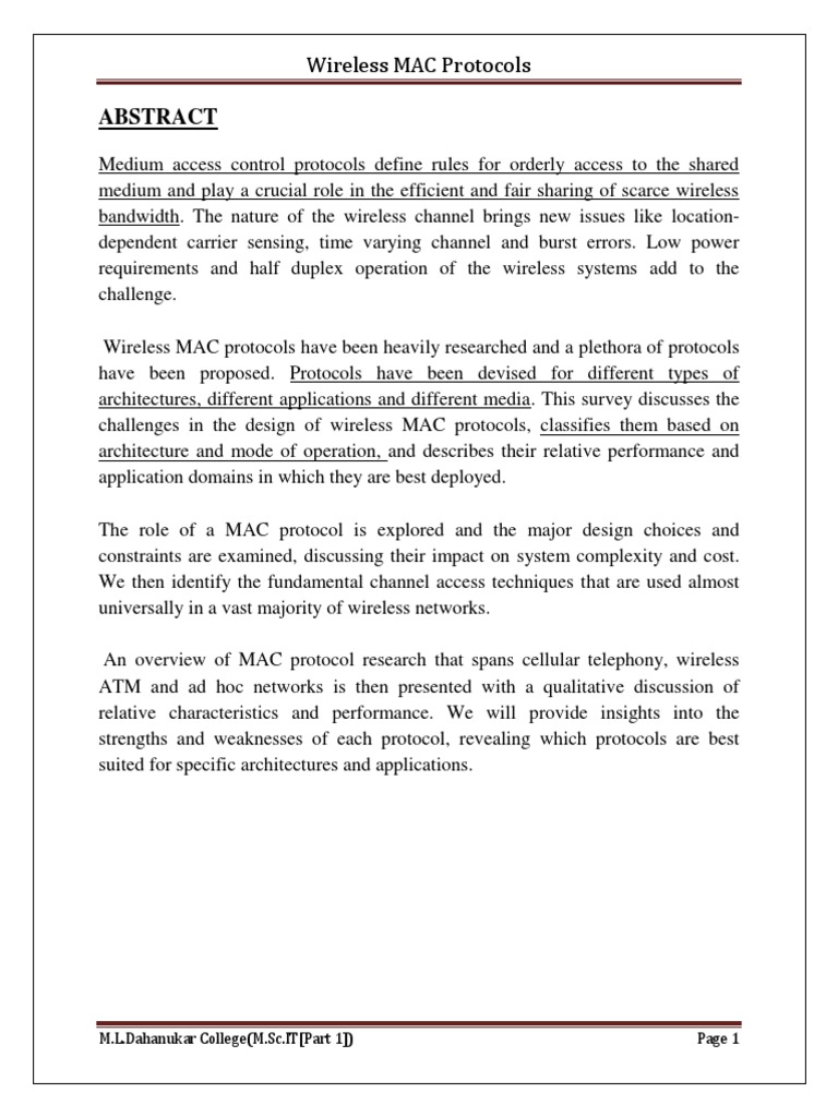 Wireless MAC Protocols1 | PDF | Channel Access Method | Quality Of Service