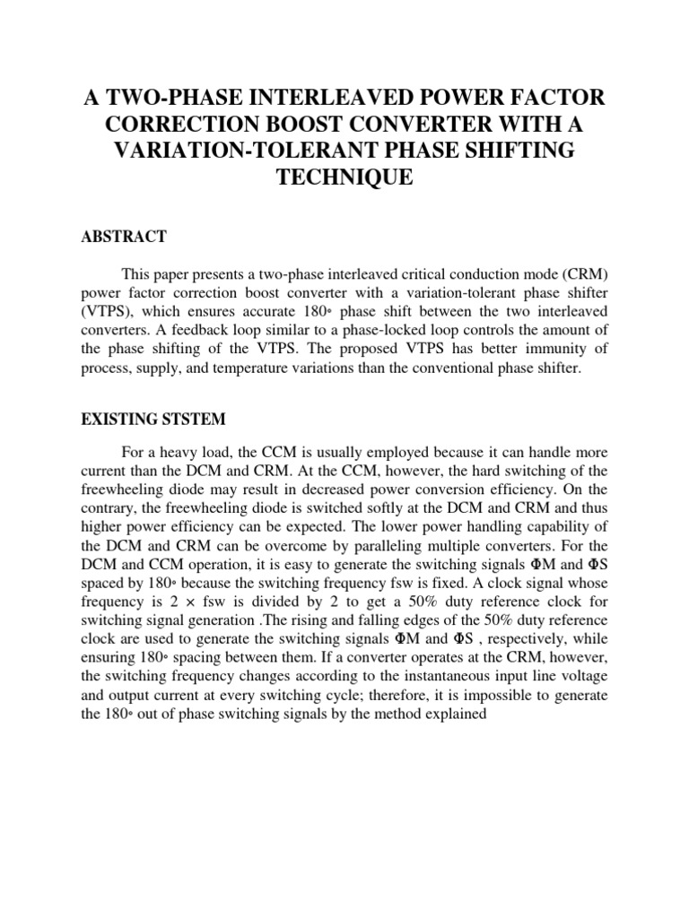 A TwoPhase Interleaved Power Factor Correction Boost Converter With A