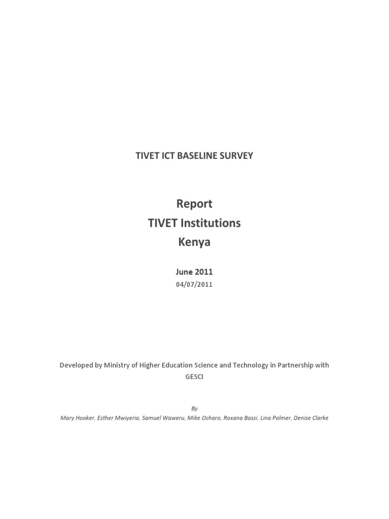 TIVET ICT Baseline Survey Report Kenya | PDF | Educational Technology ...
