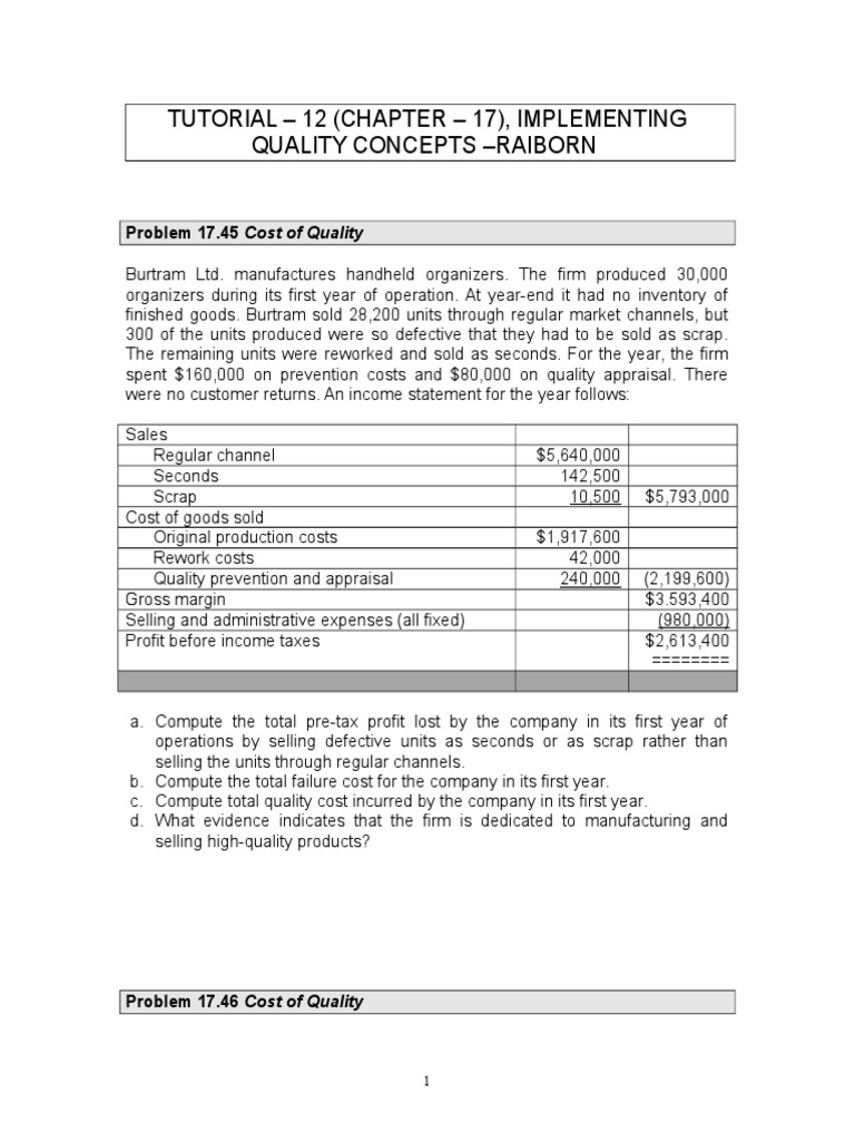 Cost of Quality Analysis Tutorial | PDF