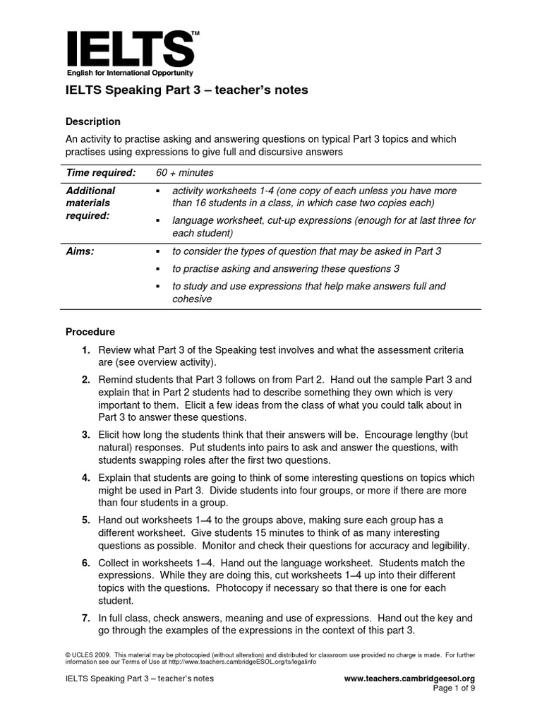 Ielts Speaking Part 3 PDF