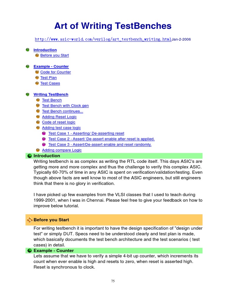 Art of Writing TestBenches | PDF | Hardware Description Language | Compiler