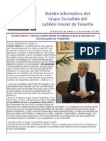 Boletín Del Grupo Socialista Del Cabildo de Tenerife 099. 27 de Octubre - 2 de Noviembre 2014