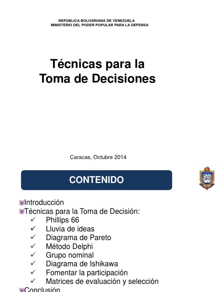 Tecnicas para La Toma de Decisiones | PDF | Toma de decisiones | Matriz ...