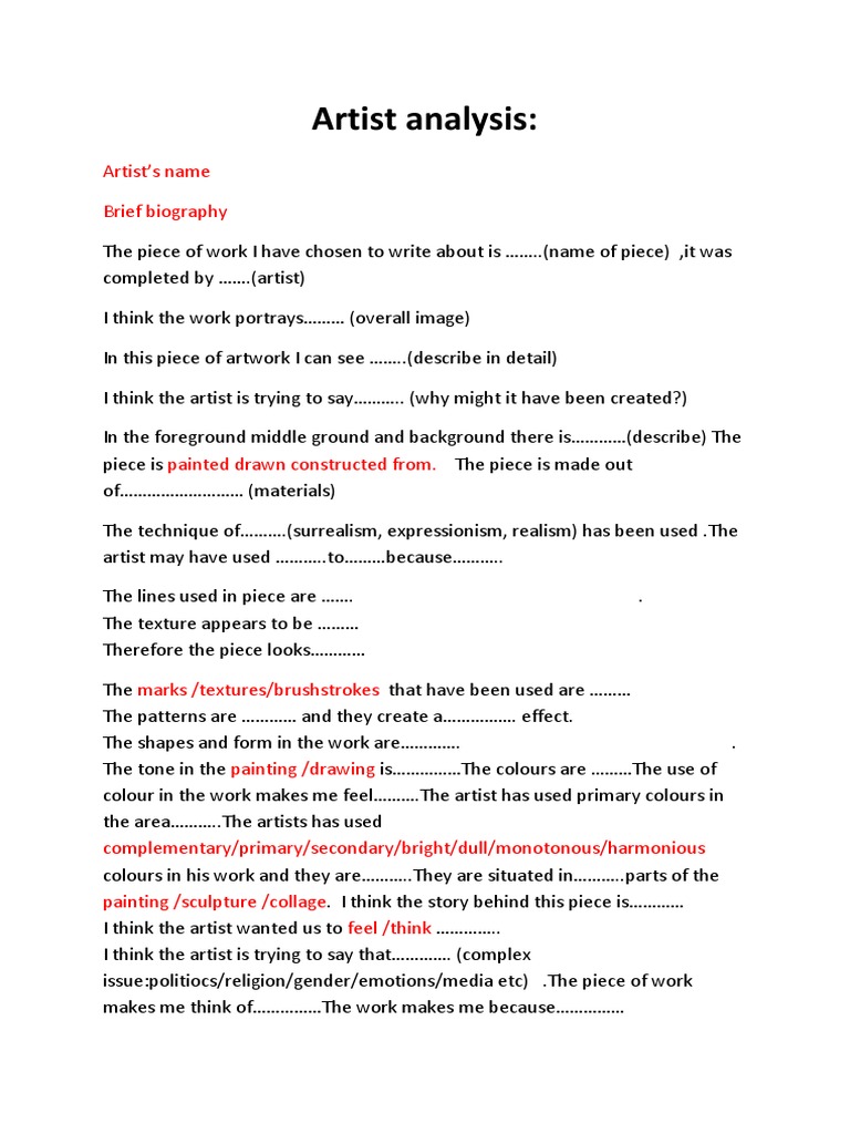 artist research template Paintings Art Media