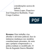 Algumas Considerações Acerca Do Ativismo Judicial