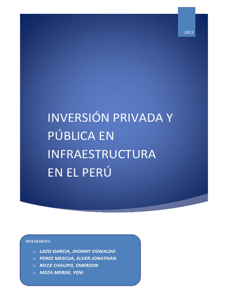 Inversión Privada y Pública en Infraestructura en El Perú | PDF ...