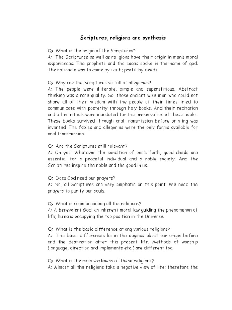 Scriptures Religions and S | PDF | God | Revelation