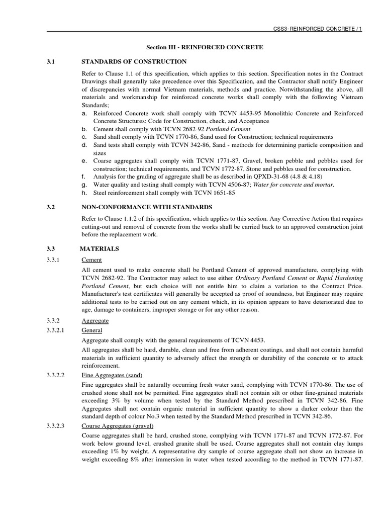 Compliance with TCVN 4453-95 Standards | PDF | Construction Aggregate ...