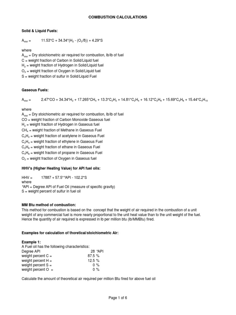 Combustion Calculations Guide | PDF | Fuels | Chemical Industry