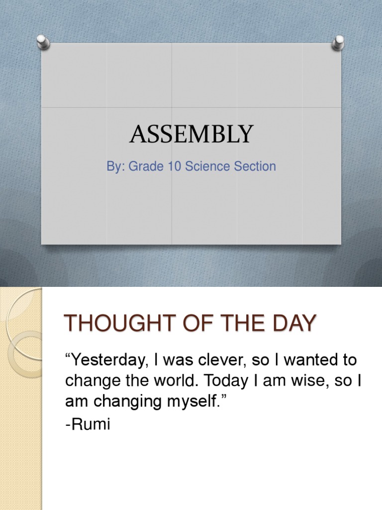 Assembly: By: Grade 10 Science Section | PDF | Islamic State Of Iraq ...