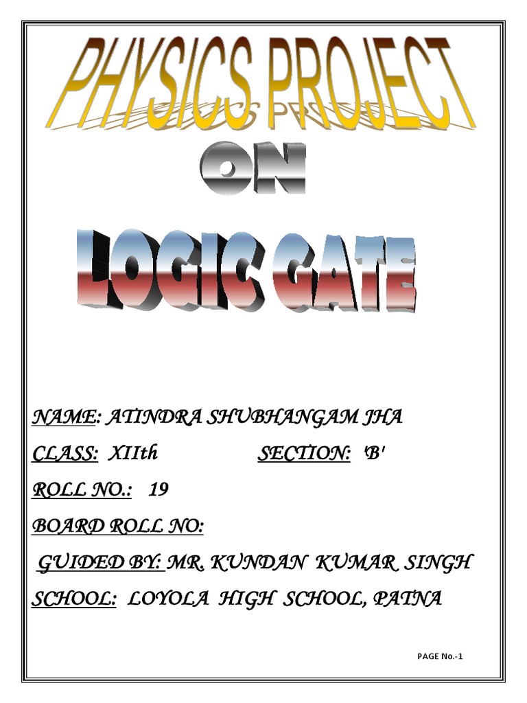 Physics investigatory projects for class 12 cbse free download on logic gates