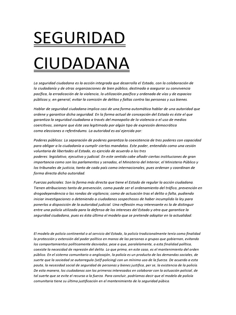 Seguridad Ciudadana: Prevención y Colaboración | PDF | Policía | Delito